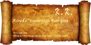 Kovácsovics Karina névjegykártya